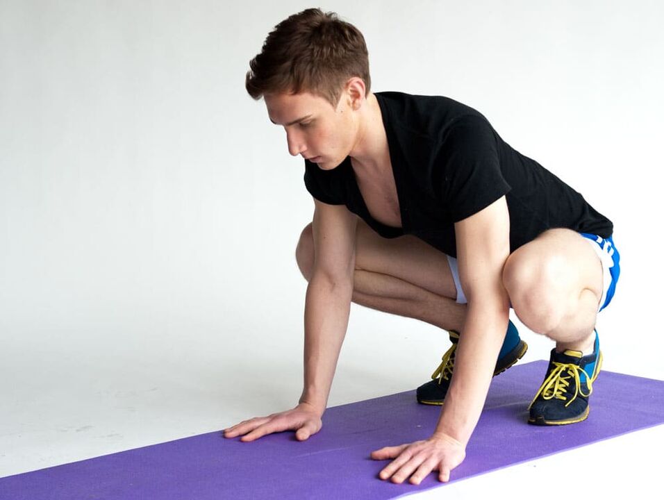 Exercise Frog to work out the muscles of the pelvic region of a man